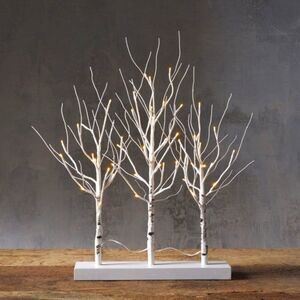 Arhaus Birch Tree Tabletop Decor White 3-Branch Pre-Lit 56 LED Warm White Light